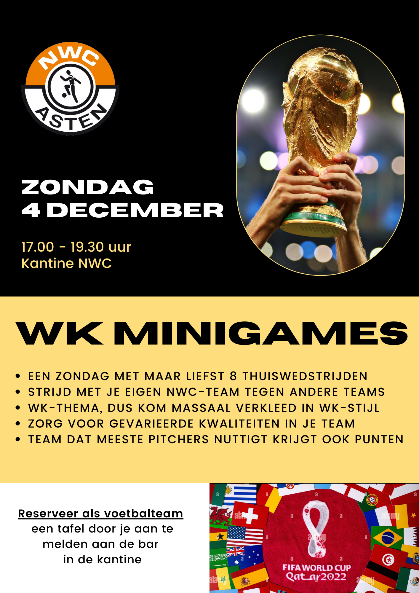 WK Minigames bij NWC op zondag 4 december