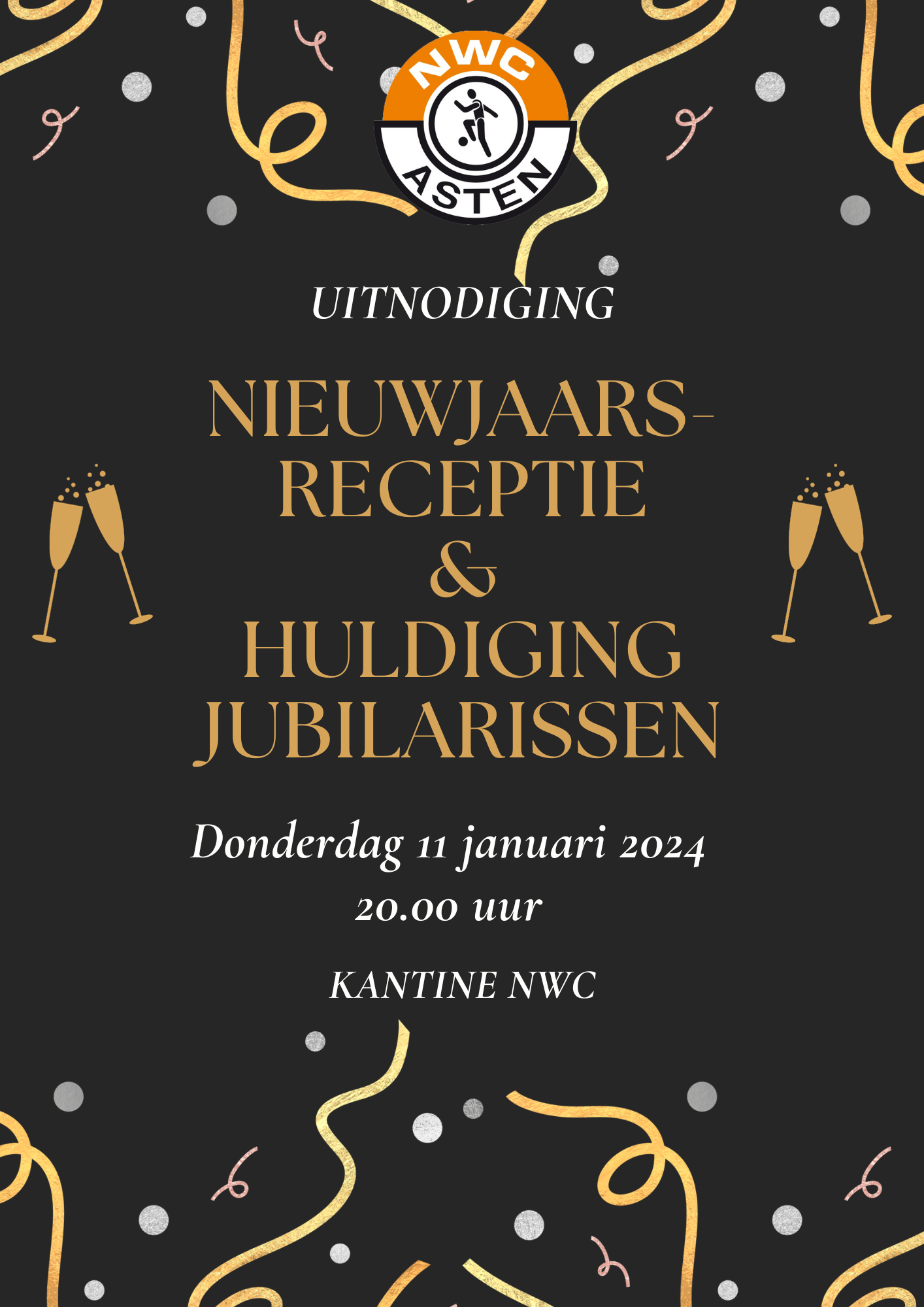 Uitnodiging nieuwjaarsreceptie en huldiging jubilarissen