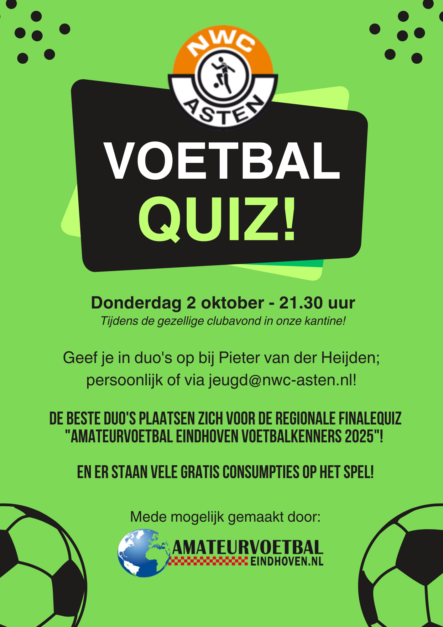 AVE Voetbalquiz bij NWC op 2 oktober