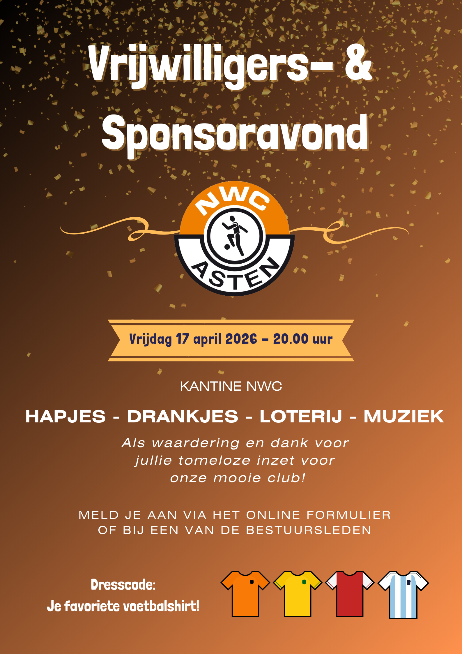 Uitnodiging vrijwilligers- en sponsoravond
