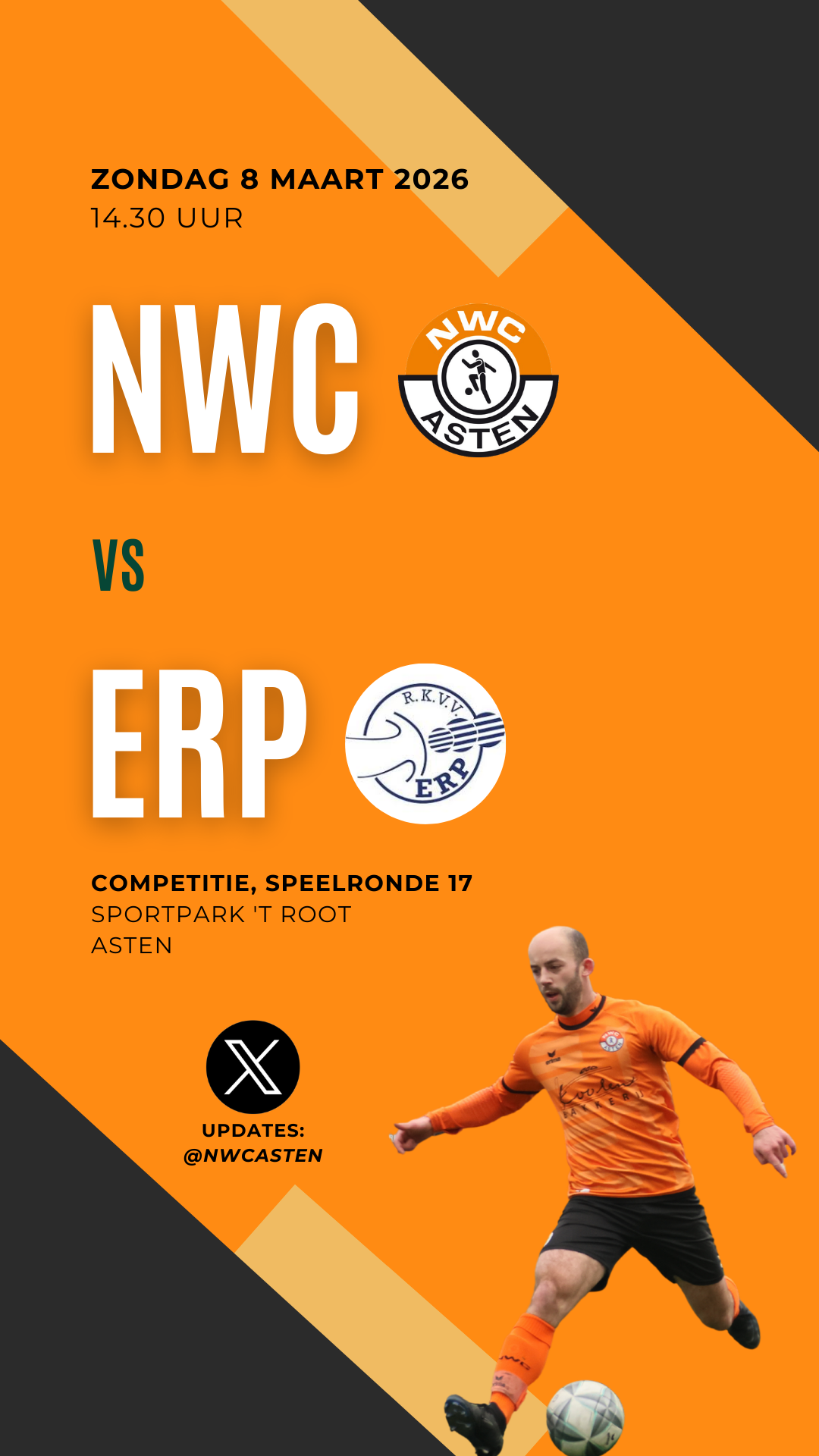 NWC ontvangt koploper Erp in Asten