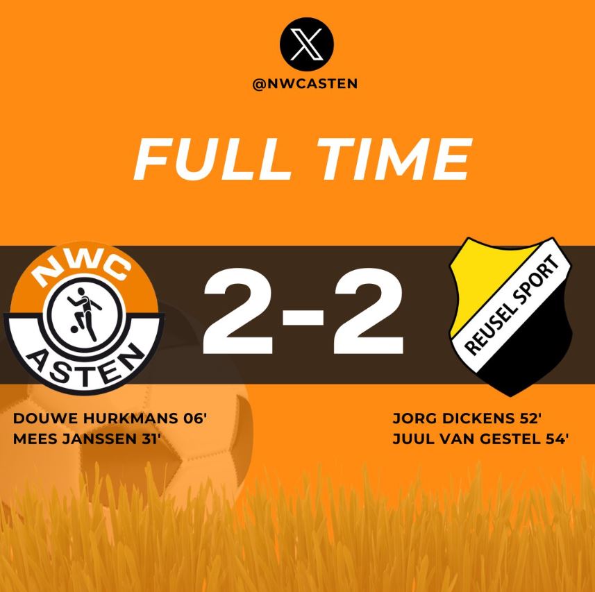 NWC en Reusel Sport spelen terecht gelijk