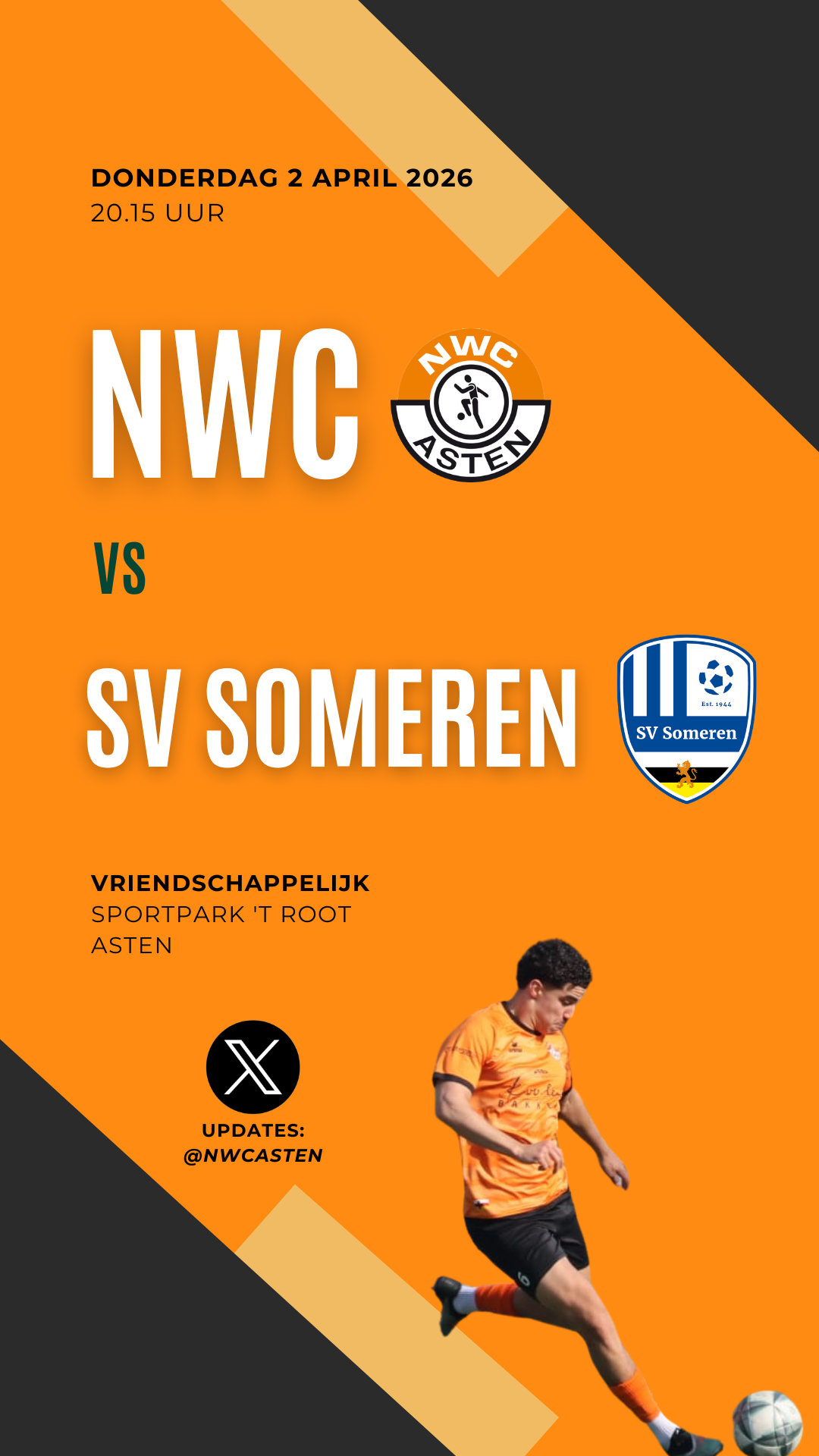 Oefenwedstrijd NWC 1 - SV Someren 1 op 2 april